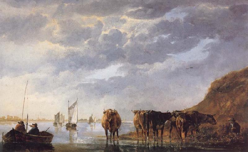 Aelbert Cuyp A Herdsman with Five Cows by a River France oil painting art